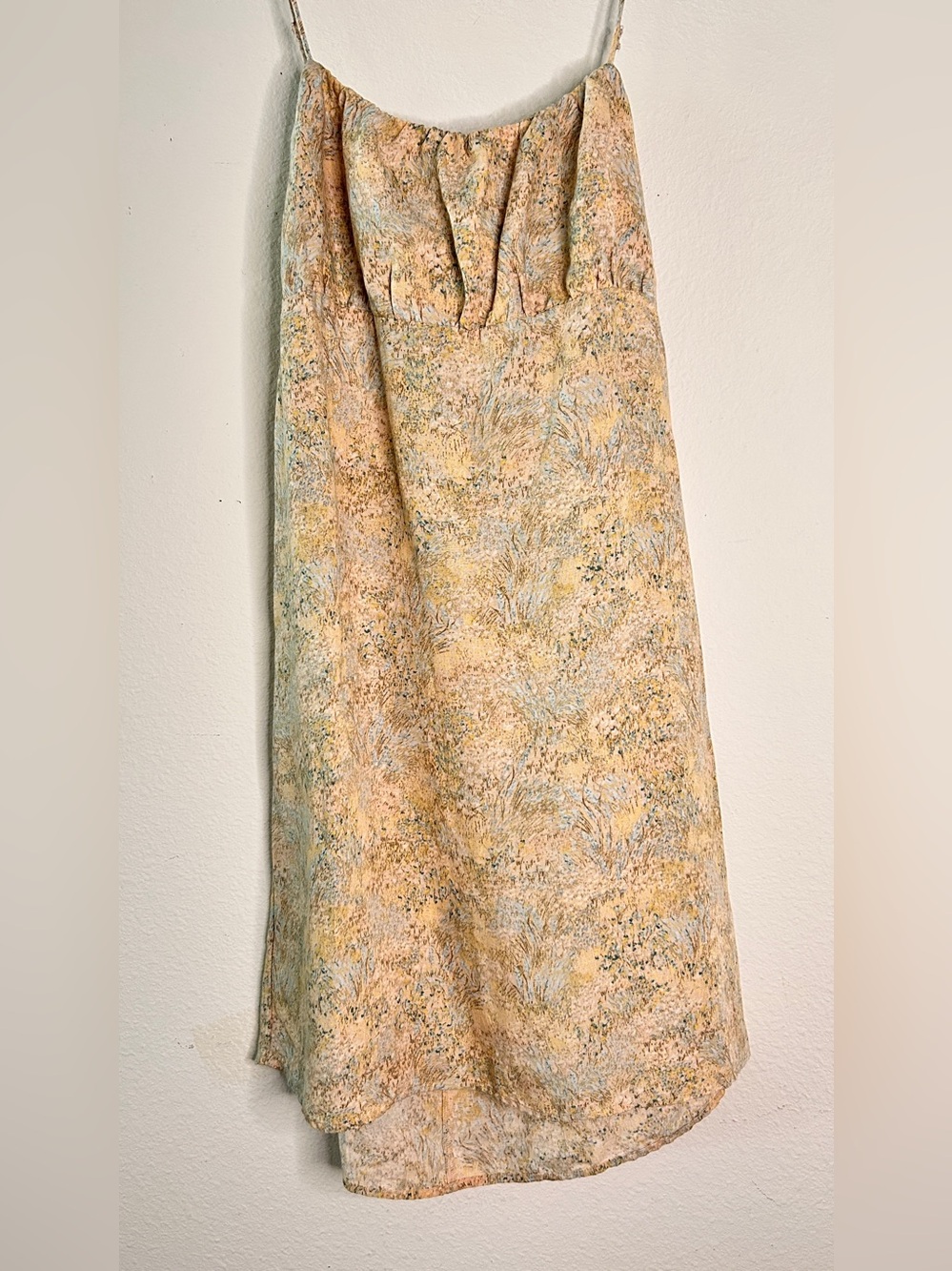 H&M Peach and Light Blue Floral Midi Skirt